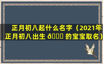 正月初八起什么名字（2021年正月初八出生 🐕 的宝宝取名）